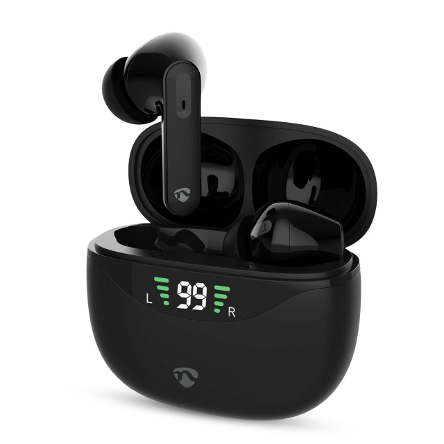 Nedis Fully Wireless Earphones | Bluetooth® | Battery play time: 30 hrs | Touch Control | Charging case | Wireless charging case | Built-in microphone | Voice control support | Black