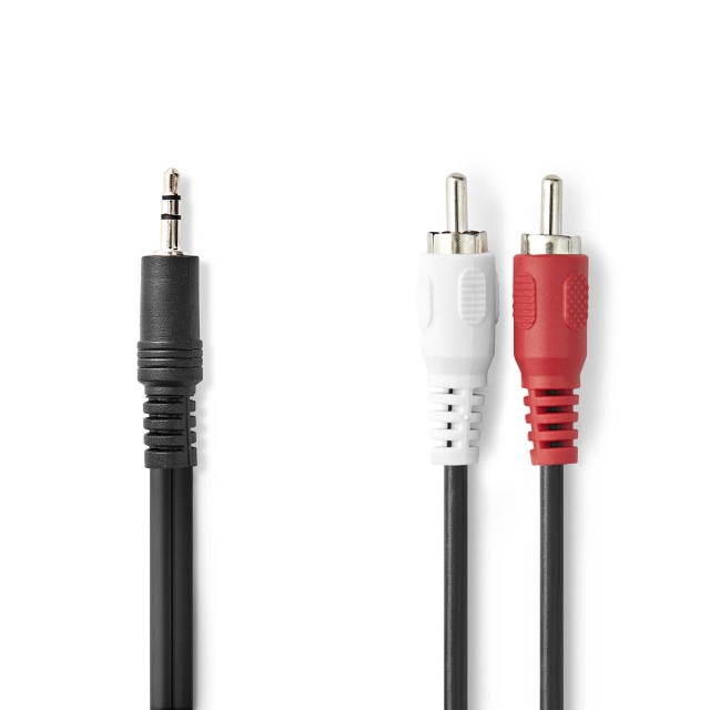 Nedis Stereo Audio Cable | 3.5 mm Male | 2x RCA Male | Nickel Plated | 15.0 m | Round | Black | Label