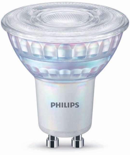Philips Warm Glow LED-spotlampa, GU10, 2200–2700 K, 575 lm, dimbar