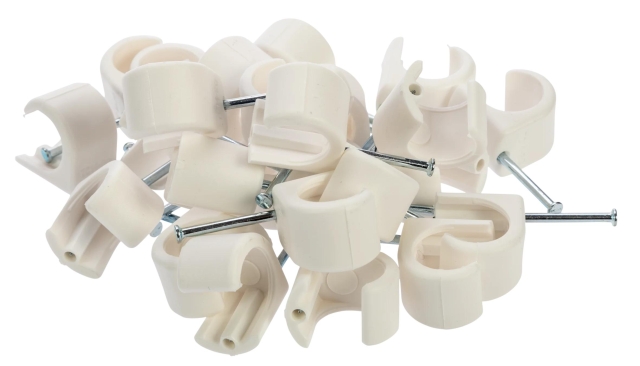 Nordic Quality Kabelklipps rund 14-20mm, Vit, 25 st