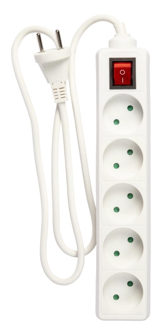 Nordic Quality 5-way plug w/switch (D), 1m