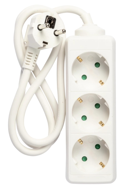 Nordic Quality 3-way plug grounded, 1m