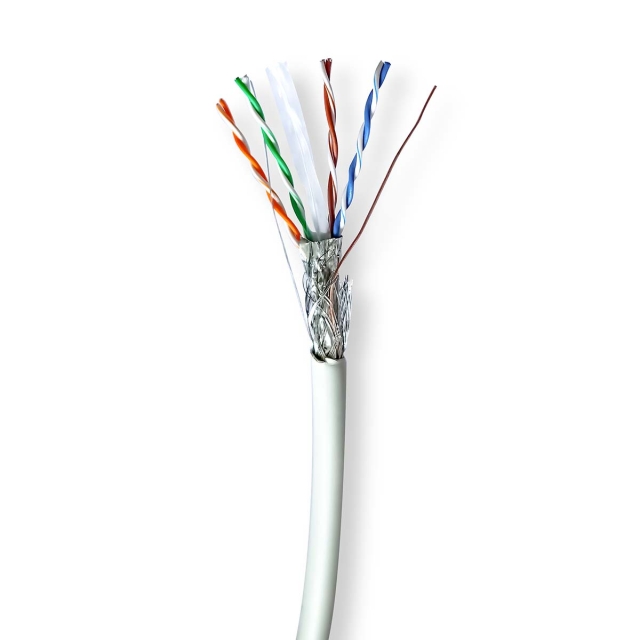 Nedis Network Cable Roll | CAT6 | Solid | S/FTP | Bare Copper | 100.0 m | Indoor | Round | LSZH | Grey | Pull Box