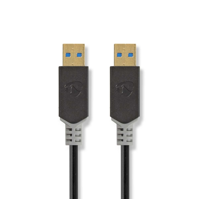 Nedis USB Cable | USB 3.2 Gen 1 | USB-A Male | USB-A Male | 5 Gbps | Gold Plated | 2.00 m | Round | PVC | Anthracite | Box