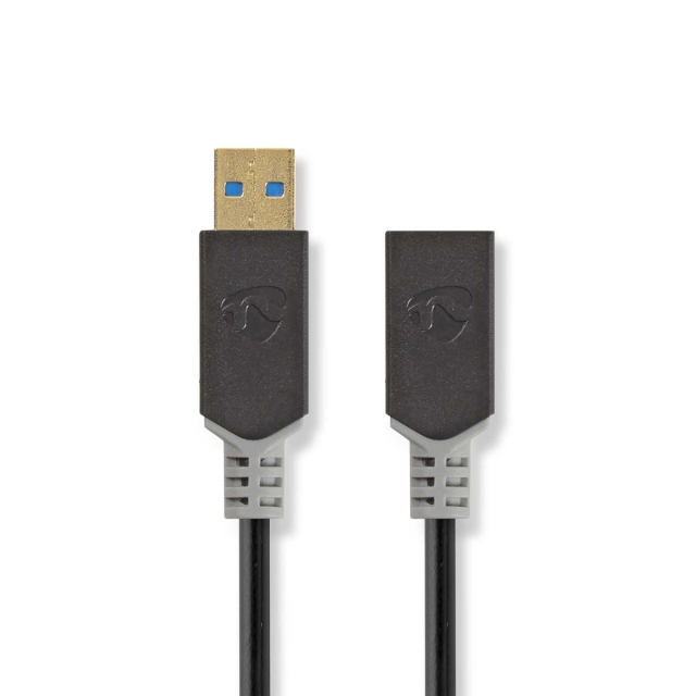 Nedis USB Cable | USB 3.2 Gen 1 | USB-A Male | USB-A Female | 5 Gbps | Gold Plated | 2.00 m | Round | PVC | Anthracite | Box