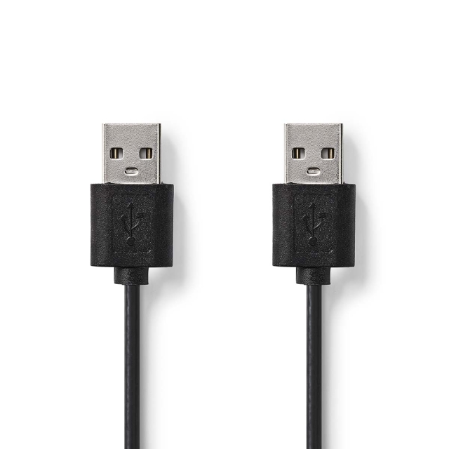 Nedis USB Cable | USB 2.0 | USB-A Male | USB-A Male | 480 Mbps | Nickel Plated | 2.00 m | Round | PVC | Black | Label