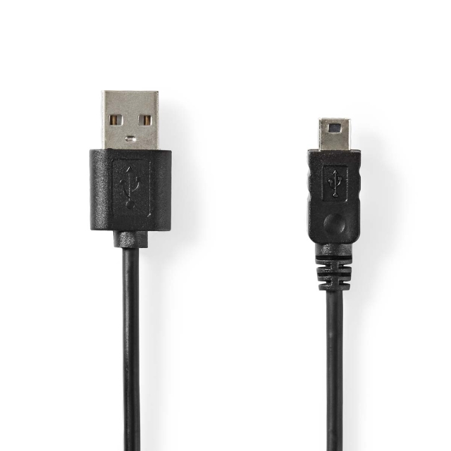 Nedis USB Cable | USB 2.0 | USB-A Male | Mini 5-Pin Male | 480 Mbps | Nickel Plated | 2.00 m | Round | PVC | Black | Label
