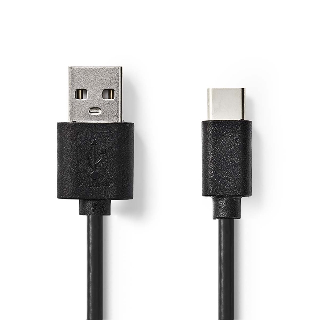 Nedis USB Cable | USB 2.0 | USB-A Male | USB-C™ Male | 5 W | 480 Mbps | Nickel Plated | 2.00 m | Round | PVC | Black | Label