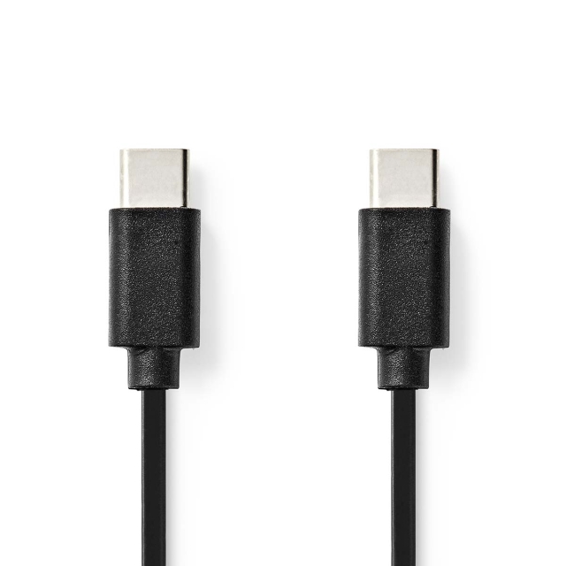 Nedis USB Cable | USB 2.0 | USB-C™ Male | USB-C™ Male | 60 W | 480 Mbps | Nickel Plated | 1.00 m | Round | PVC | Black | Label