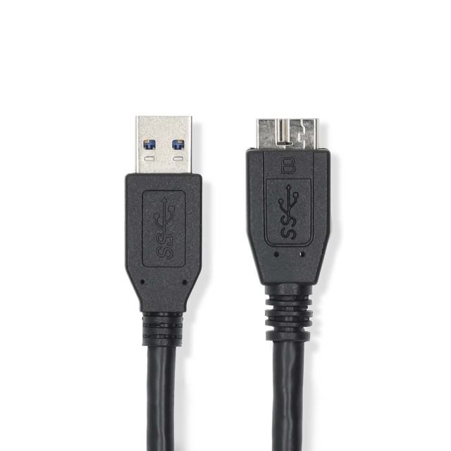 Nedis USB Cable | USB 3.2 Gen 1 | USB-A Male | USB Micro-B Male | 5 Gbps | Nickel Plated | 0.50 m | Round | PVC | Black | Label