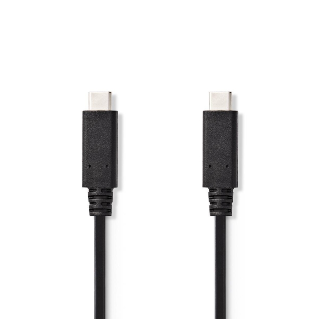 Nedis USB Cable | USB 3.2 Gen 2 | USB-C™ Male | USB-C™ Male | 15 W | 10 Gbps | Nickel Plated | 1.00 m | Round | PVC | Black | Tag