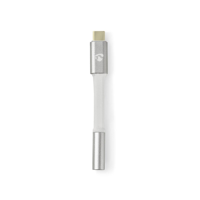 Nedis USB Adapter | USB 2.0 | USB-C™ Male | 3.5 mm Female | 0.08 m | Round | Gold Plated | Braided / Nylon | Silver / White | Cover Window Box