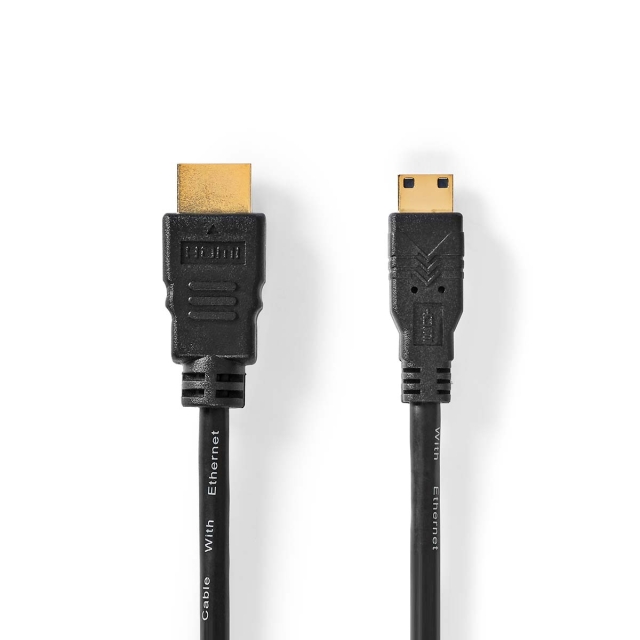 Nedis High Speed HDMI™ Cable with Ethernet | HDMI™ Connector | HDMI™ Mini Connector | 4K@30Hz | 10.2 Gbps | 1.50 m | Round | PVC | Black | Label