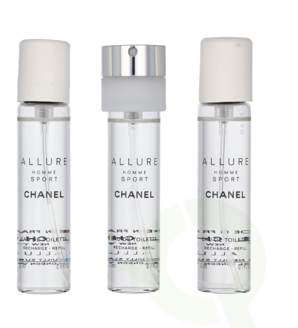 Chanel Allure Homme Sport Giftset 60 ml 3x Edt Travel Spray Refill 20Ml - Twist and Spray