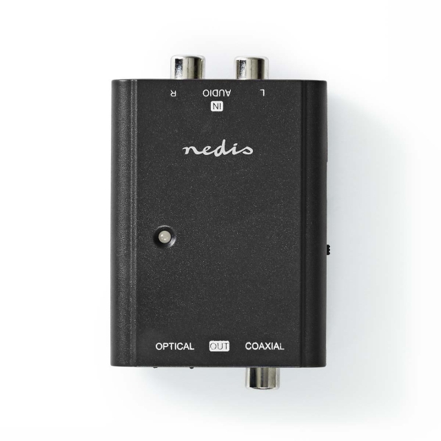 Nedis Digital Audio Converter | 1-way | Audio / video / data connections input: 2x RCA Male | Audio / video / data connections output: 1x S/PDIF (RCA) Female / 1x TosLink Female | Manual | Black