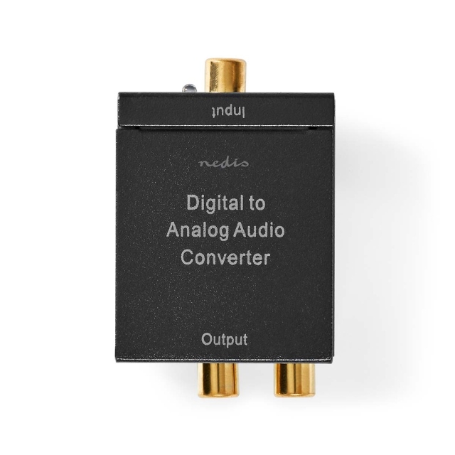 Nedis Digital Audio Converter | 1-way | Audio / video / data connections input: 1x Digital RCA / 1x TosLink | Audio / video / data connections output: 1x (2x RCA) / 1x 3.5 mm | Automatic | Integrated amplifier | Black