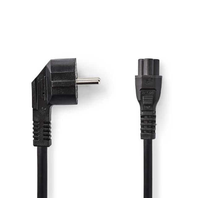 Nedis Power Cable | Plug with earth contact male | IEC-320-C5 | Angled | Straight | Nickel Plated | 2.00 m | Round | PVC | Black | Label