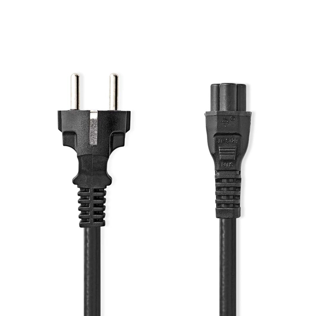 Nedis Power Cable | Plug with earth contact male | IEC-320-C5 | Straight | Straight | Nickel Plated | 2.00 m | Round | PVC | Black | Label