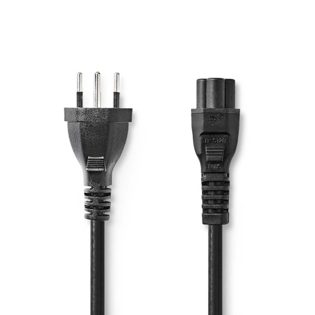 Nedis Power Cable | CH Type 12 | IEC-320-C5 | Straight | Straight | Nickel Plated | 2.00 m | Round | PVC | Black | Label