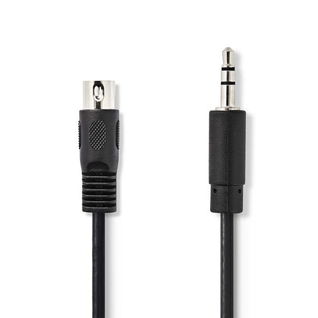 Nedis DIN Audio Cable | DIN 5-Pin Male | 3.5 mm Male | Nickel Plated | 2.00 m | Round | PVC | Black | Label