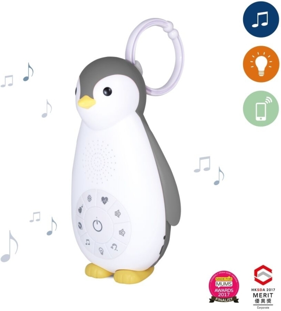 Zazu Zoe speaker nightlight, penguin, grey