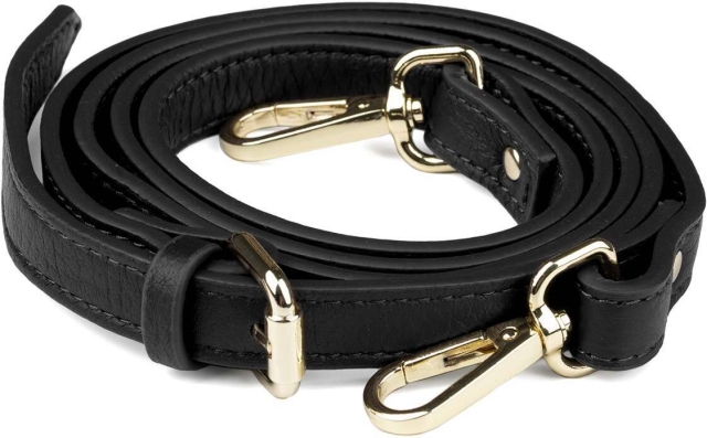 Aarni deerskin shoulder strap, black/gold