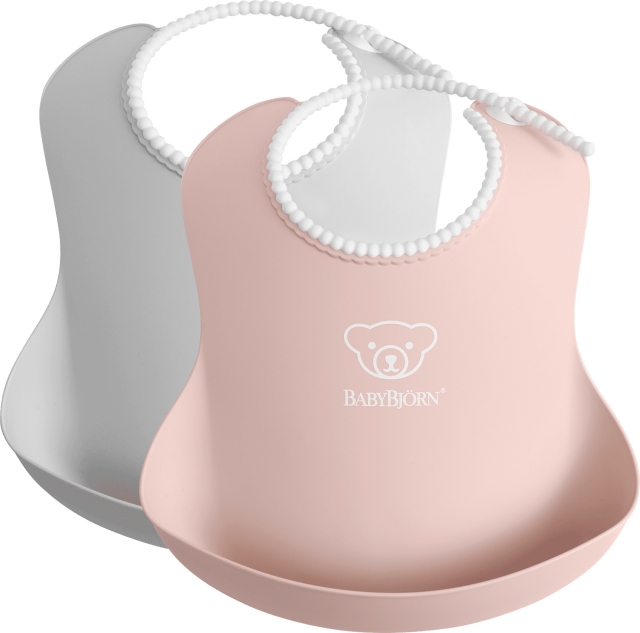 BabyBjörn Baby Bib, 2 pieces, Grey / Powder Pink