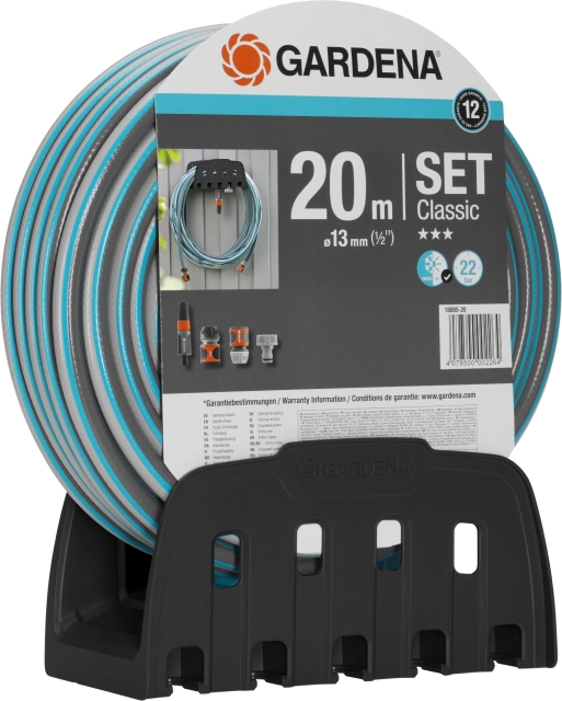 GARDENA Classic Garden Hose Set with Wall Bracket, 20 m