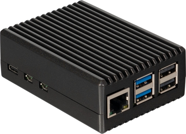 Raspberry Pi aluminium case with heat sink, Raspberry Pi 5 B, black