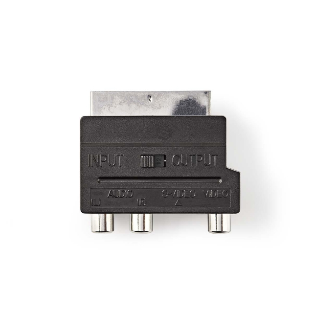 Nedis SCART Adapter | SCART Male | S-Video Female / 3x RCA Female | Nickel Plated | Switchable | ABS | Black | 1 pcs | Envelope