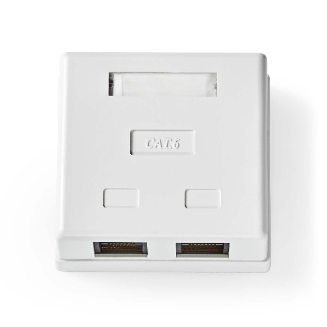 Nedis Network Wall Box | Surface Mount | 2 port(s) | UTP CAT6 | Straight | Female | Gold Plated | PVC | White | Box