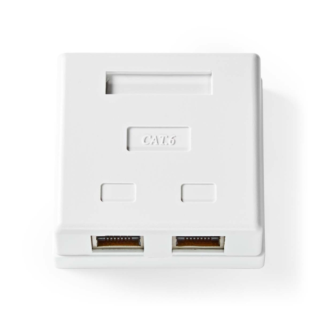 Nedis Network Wall Box | Surface Mount | 2 port(s) | STP CAT6 | Straight | Female | Gold Plated | PVC | White | Box