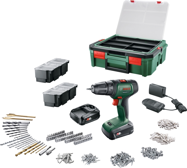 Bosch UniversalDrill 18V + SystemBox 241 cordless drill + accessory kit