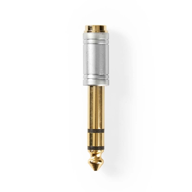 Nedis Stereo Audio Adapter | 6.35 mm Male | 3.5 mm Female | Gold Plated | Straight | Metal | Silver | 1 pcs | Box