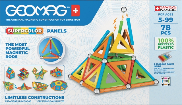 Geomag Super Colorful Magnetic Building Set, 78 pieces
