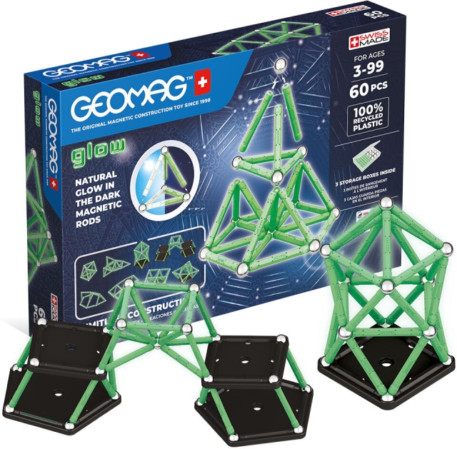 Geomag Glow Recycled magnetic building set, 60 pieces