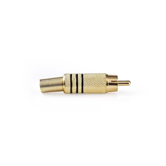 Nedis RCA Connector | Straight | Male | Gold Plated | Solder | Cable input diameter: 7.0 mm | Metal | Black | 10 pcs | Envelope