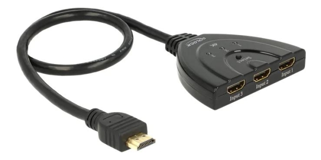 DeLOCK HDMI UHD Switch 3xHDMI>1xHDMI out 4K integrated cable 50 cm
