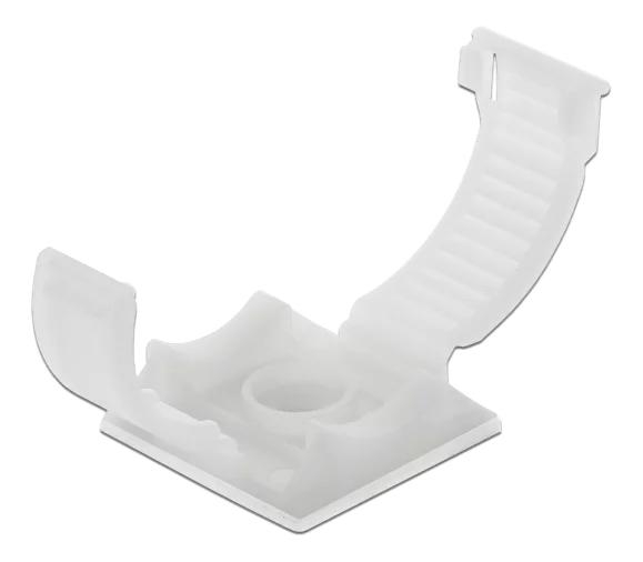 DeLOCK Cable holder w/ locking clip self-adhesive screwable natural