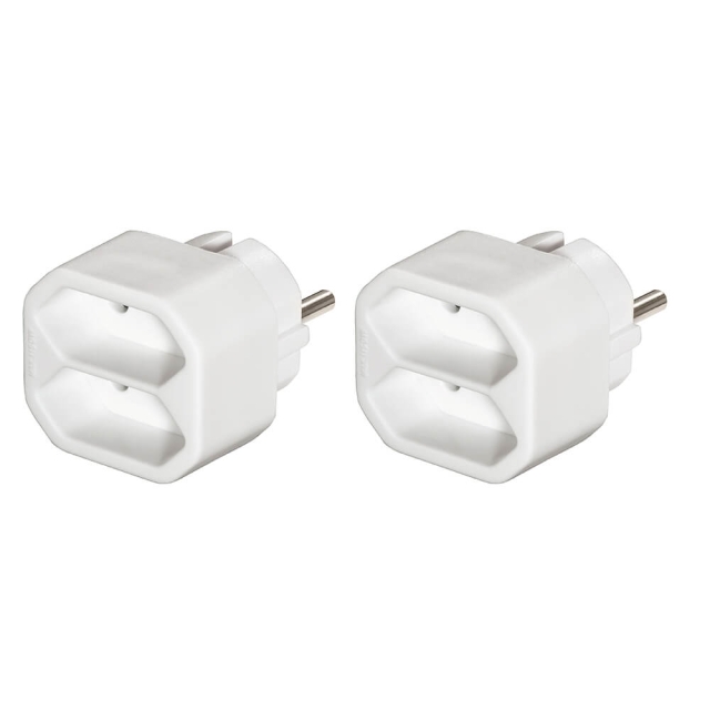 Hama 2-way Socket Adapter Double Pack White