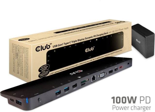 Club 3D USB Type-C Triple Display 100W docking station