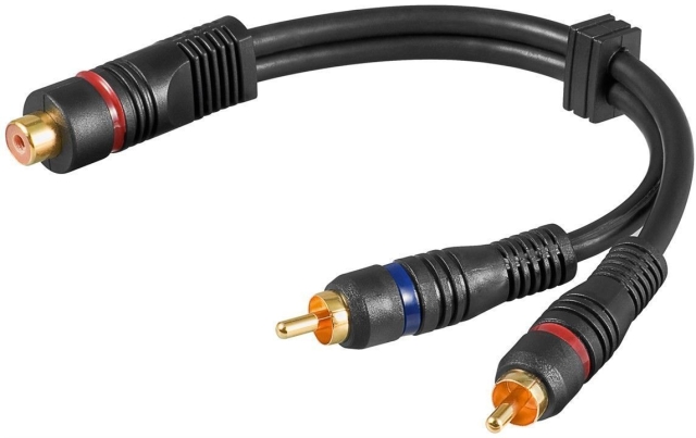 Goobay 2 x RCA male - RCA female -y cable, 20 cm