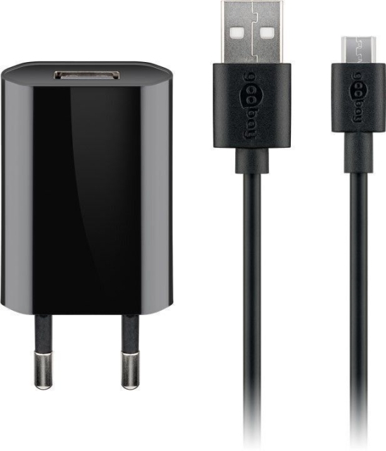 Goobay Micro-USB 5 W charger + cable, 1 m, black