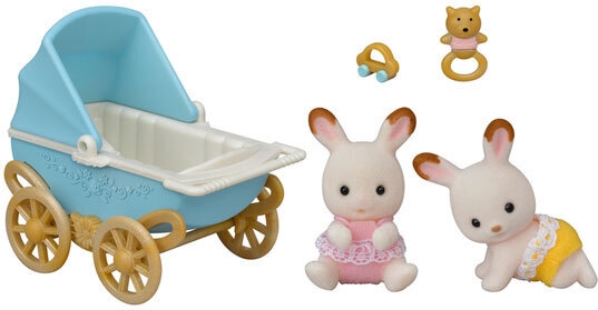 Sylvanian Families Chocolate bunny twins set (Strollers)