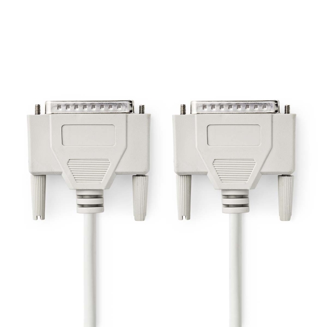 Nedis Serial Cable | D-SUB 25-Pin Male | D-SUB 25-Pin Male | Nickel Plated | 2.00 m | Round | PVC | Ivory | Label