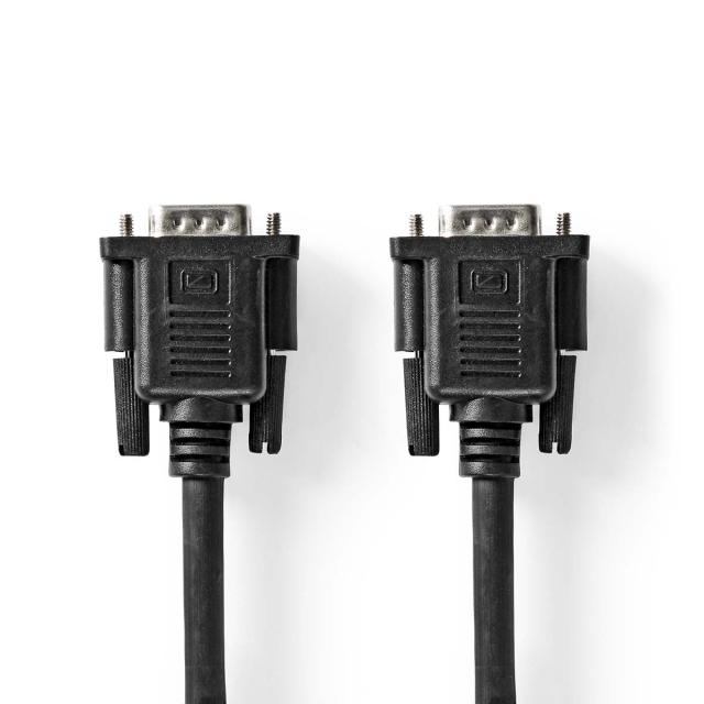 Nedis VGA Cable | VGA Male | VGA Female | Nickel Plated | Maximum resolution: 1280x800 | 2.00 m | Round | ABS | Black | Label