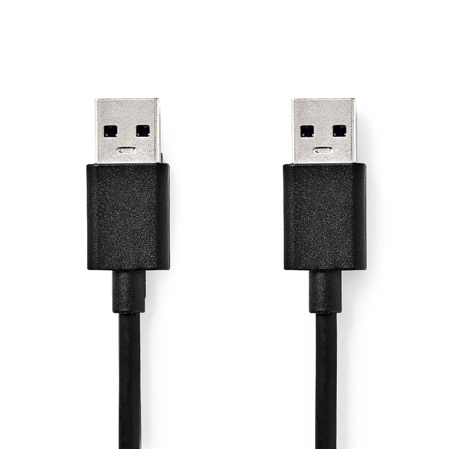 Nedis USB Cable | USB 3.2 Gen 1 | USB-A Male | USB-A Male | 5 Gbps | Nickel Plated | 1.00 m | Round | PVC | Black | Label
