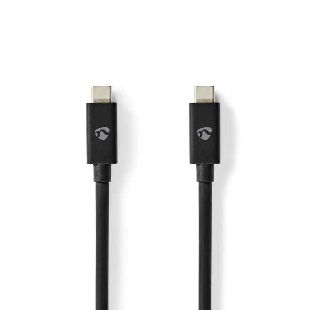 Nedis USB Cable | USB 4.0 Gen 2x2 | USB-C™ Male | USB-C™ Male | 240 W | 8K@60Hz | 20 Gbps | Nickel Plated | 2.00 m | Round | PVC | Black | Label