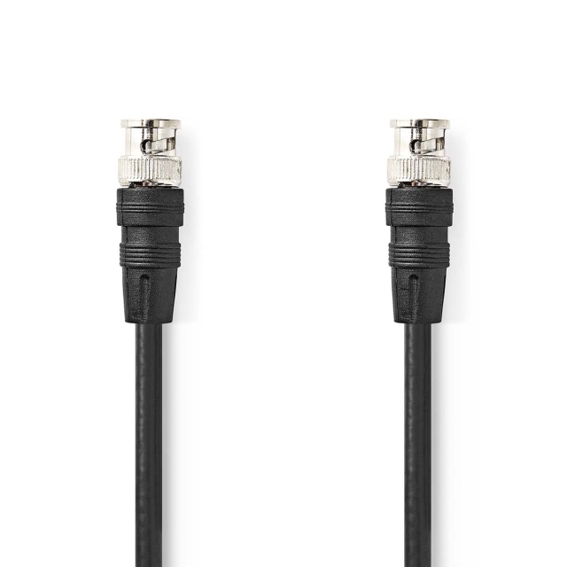 Nedis BNC Video Cable | BNC Male | BNC Male | Nickel Plated | 75 Ohm | 1.00 m | Round | PVC | Black | Label