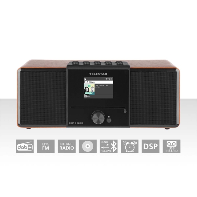 TELESTAR DIRA S32i CD EWF Multifunctional Stereo Radio with CD Player DAB+ / FM / Internet / Bluetooth Wood